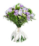 Baltai violetinė frezijų puokštė - Image 2