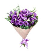 Violetinių eustomų puokštė