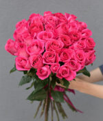 Rožinių rožių puokštė