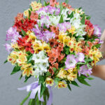 Įvairiaspalvė alstromerijų puokštė