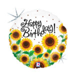 Folinis helio balionas Happy Birthday saulėgrąžos