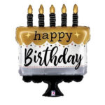 Folinis helio balionas Happy Birthday tortas tamsus