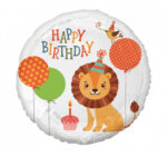Folinis helio balionas Happy Birthday liūtas