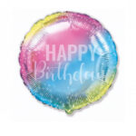 Folinis helio balionas Happy Birthday spalvotas