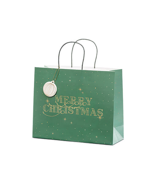 Kalėdinis žalios spalvos dovanų maišelis Merry Christmas