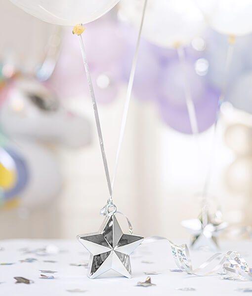 Balionų svarelis žvaigždutė sidabrinės spalvos