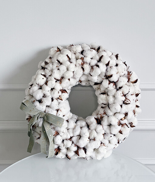 Natūralios medvilnės kalėdinis vainikas
